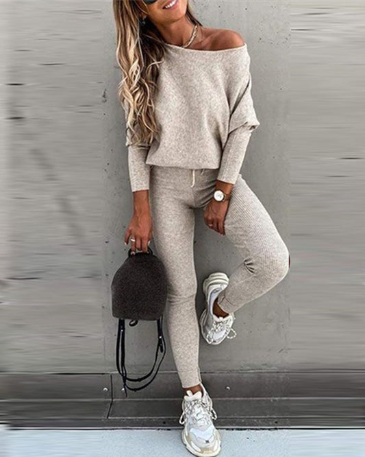 April | Stylish Off-Shoulder Top and Pants Set