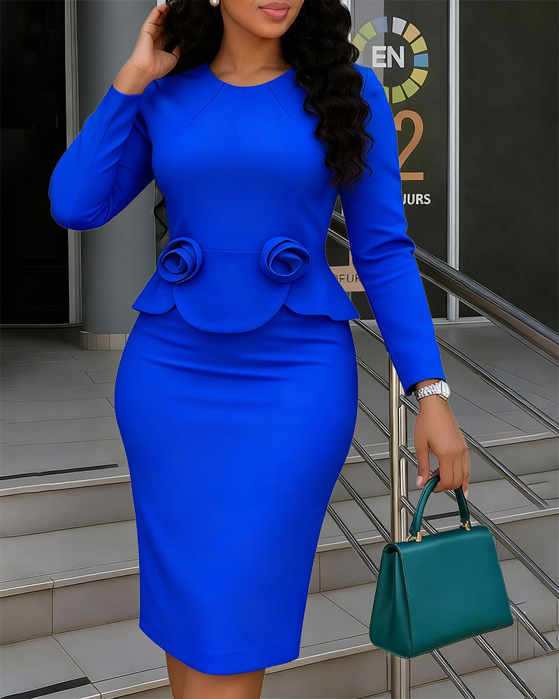 Daisy | Elegant 3D Floral Bodycon Pencil Dress