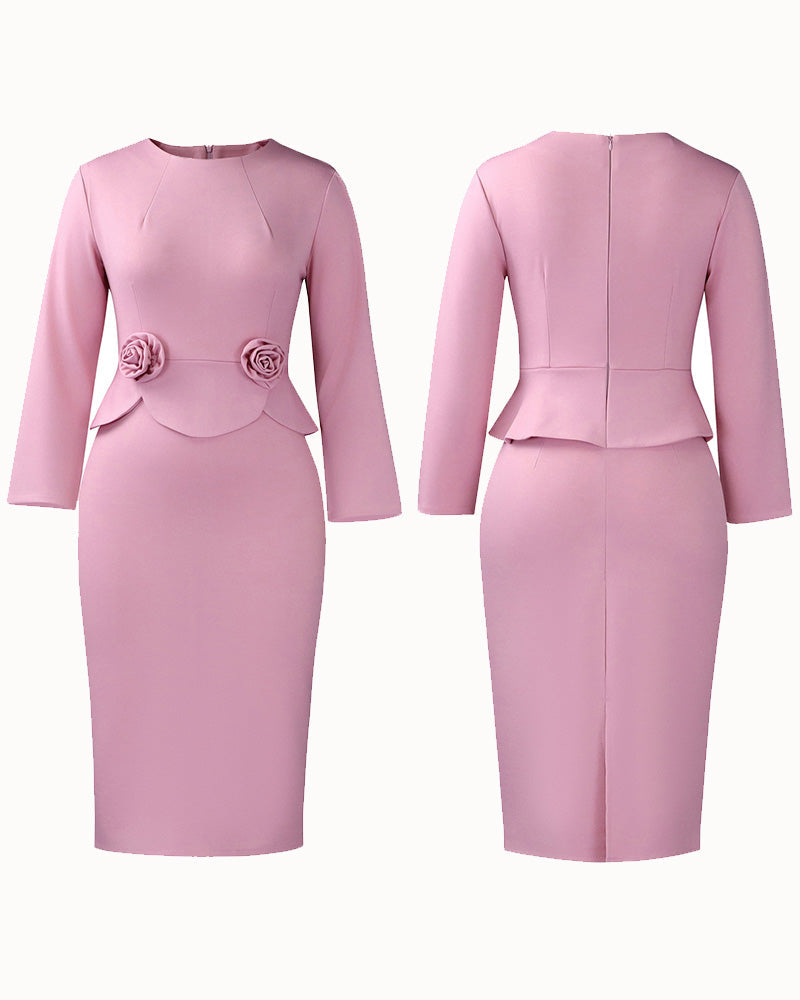 Daisy | Elegant 3D Floral Bodycon Pencil Dress