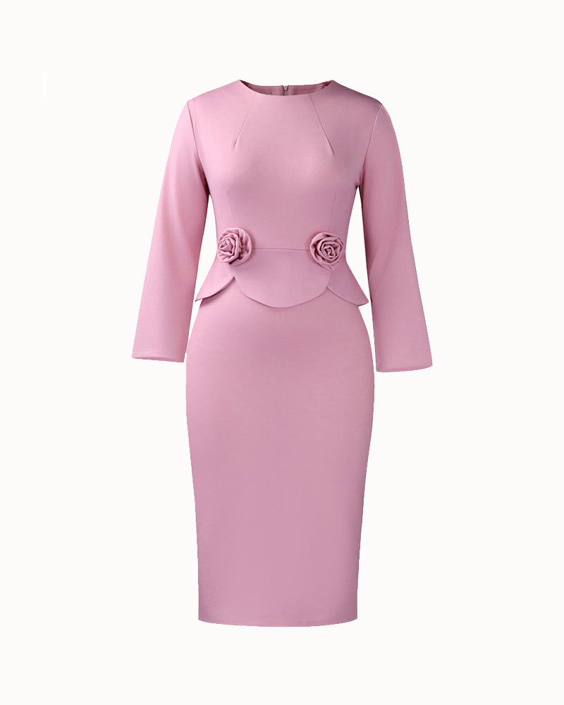 Daisy | Elegant 3D Floral Bodycon Pencil Dress